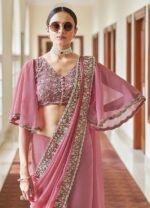Women's Georgette Embroidery work Saree with Blouse Piece - Image 3