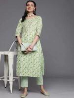 Green Yoke Design Cotton Silk Kurta - Image 2