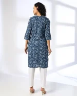 Women Printed Straight Kurta with Neck Tie-Up - Image 3