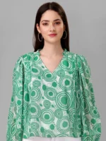 TOPS FOR WOMEN WESTERN WEAR ABSTRACT GREEN COLOUR